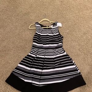 Black and white high neck dress